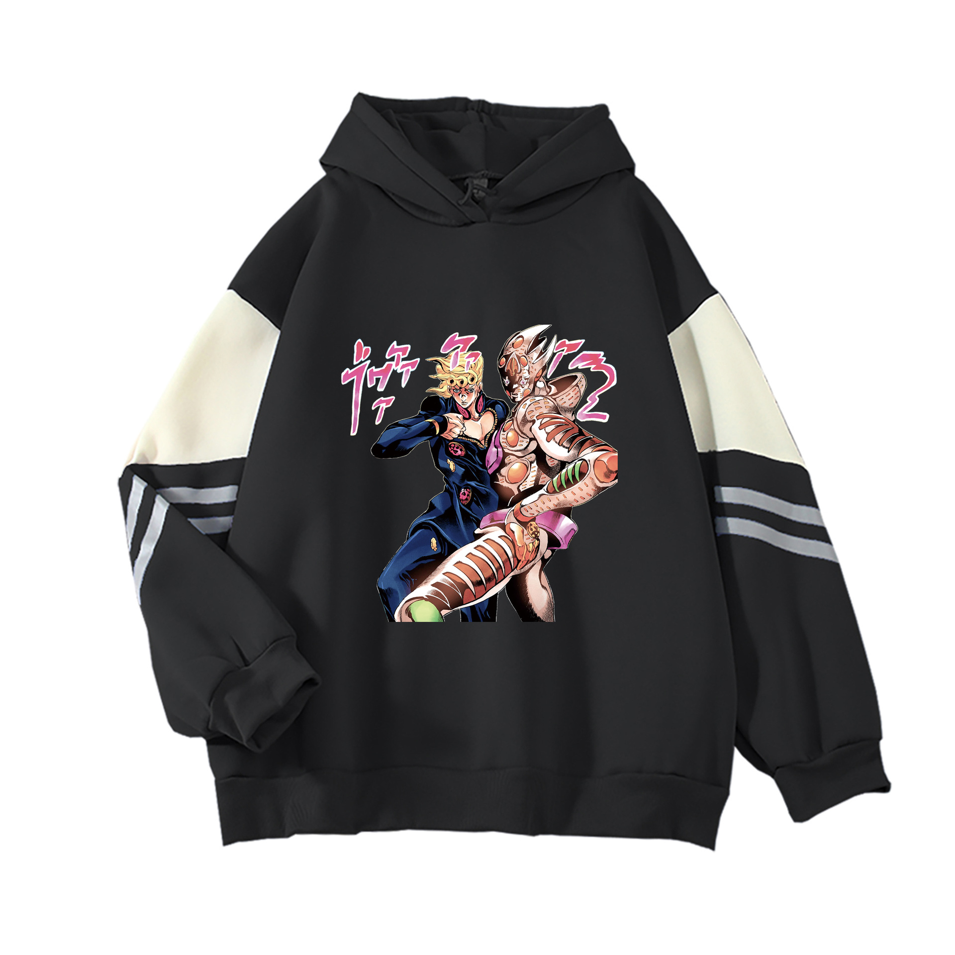 2023新款拼色外套男长袖上衣学院风卫衣秋冬季动漫卡通小兔子印花