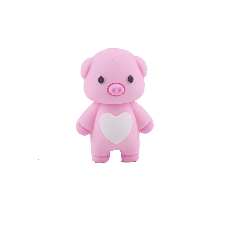 Spot venta caliente 3d cuentas de silicona tridimensional animales lindos con cuentas de mordedor de dibujos animados cerdo cuentas de silicona al por mayor