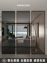 A10L白灰茶色超白艺术钢化玻璃隔断屏风房间墙卫生间半墙客厅入户