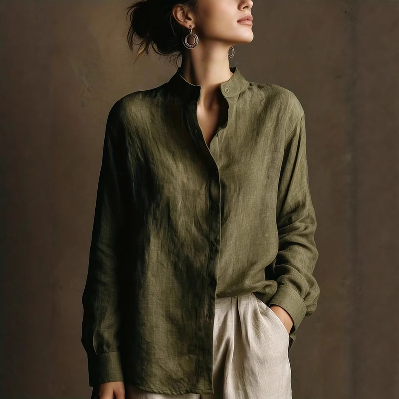 Cross-Border European and American 2026 New Style Independent Brand Turn-Down Collar Loose Fashion Long-Sleeve Shirt Casual Blouse Women's Top