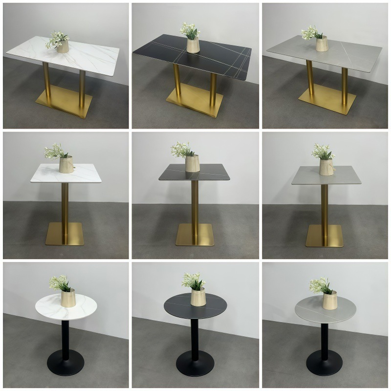 Commercial Slate Dining Table Restaurant Bistro Table Bar Milk Tea Canteen Rectangular Table Apartment Round Table Slate Countertop