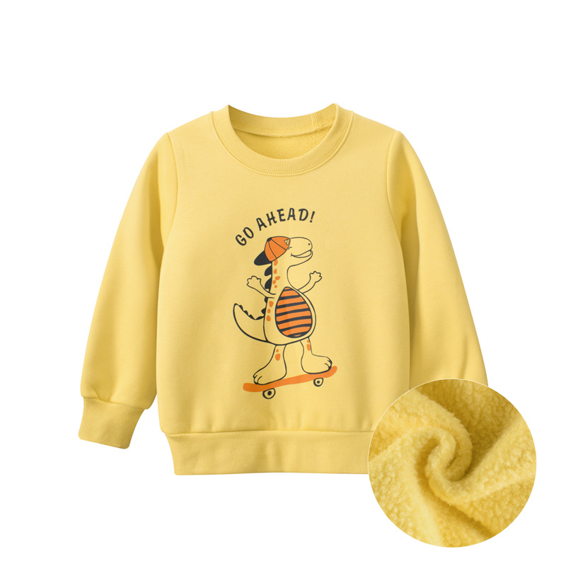 27kids Ropa para niños de estilo coreano Otoño e Invierno Nuevos productos 2024 Sudaderas para niños Ropa de bebé con forro polar de dinosaurio Envío directo