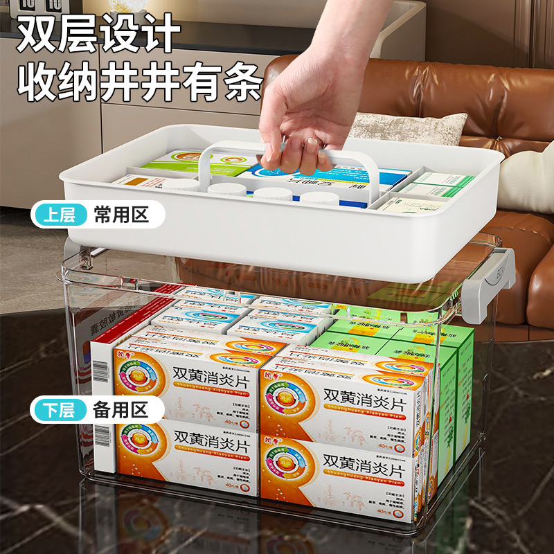 ポータブル多層家庭用薬収納ボックス、子供用薬応急処置薬医療ボックス、厚みのある多機能収納薬ボックス|undefined