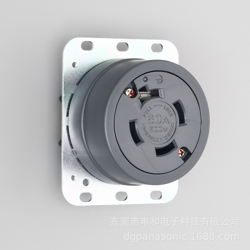 AMERICAN DENKI美国电机工业插座4660/4662R三相四线暗装插座60A