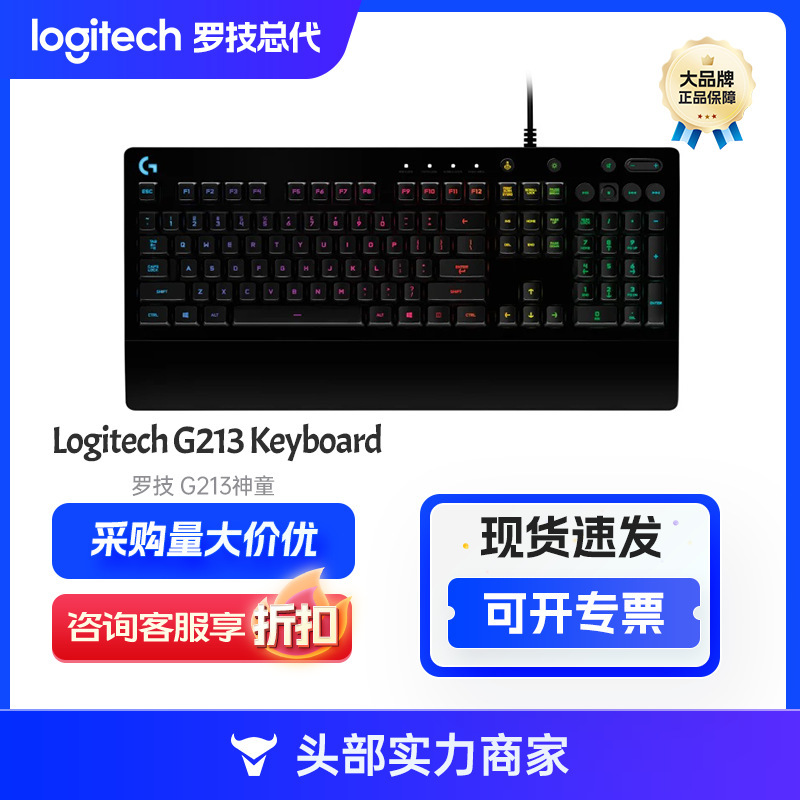 Logitech (G)Prodigy G213 Gaming Keyboard Wired USB RGB Backlight Light and Durable