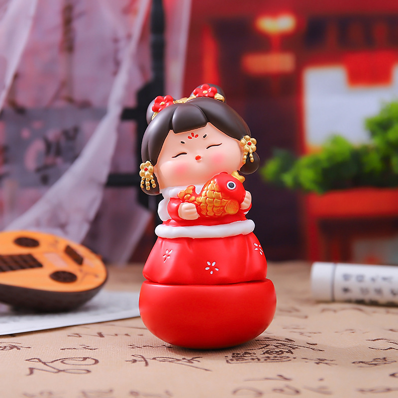 新款国风古典唐宫赋不倒翁小姐姐小号摆件创意桌面摆件送朋友礼物|undefined