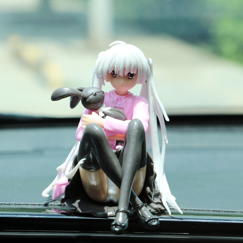 Anime-style two-dimensional beautiful girl car center console ornament, Qiongmei figurine, computer case doll, hugging rabbit Qiongmei merchandise