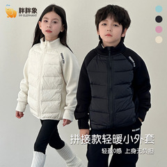 新款男女童装小孩立领加厚保暖羽绒服外套卫衣中大童上衣外套长袖