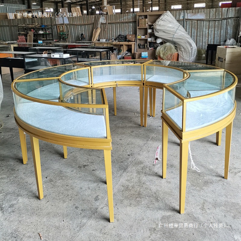 圆形中岛柜珠宝玉器展示柜钻石翡翠柜台异形玻璃展柜商场展示柜台