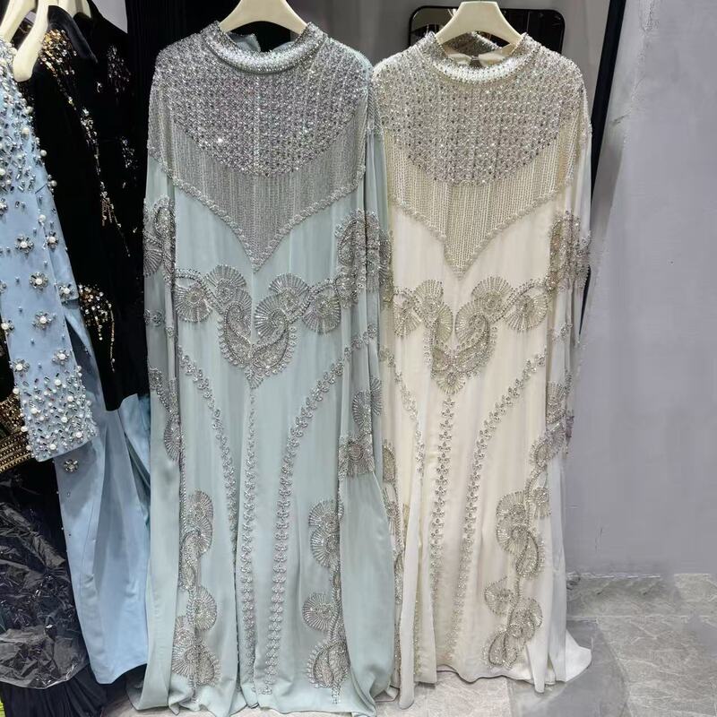 Cross-Border Foreign Trade Elegant Banquet Gown Long Dress for Women 2026 New Style Heavy-Duty Rhinestone-Embellished Mesh Overlay Dress