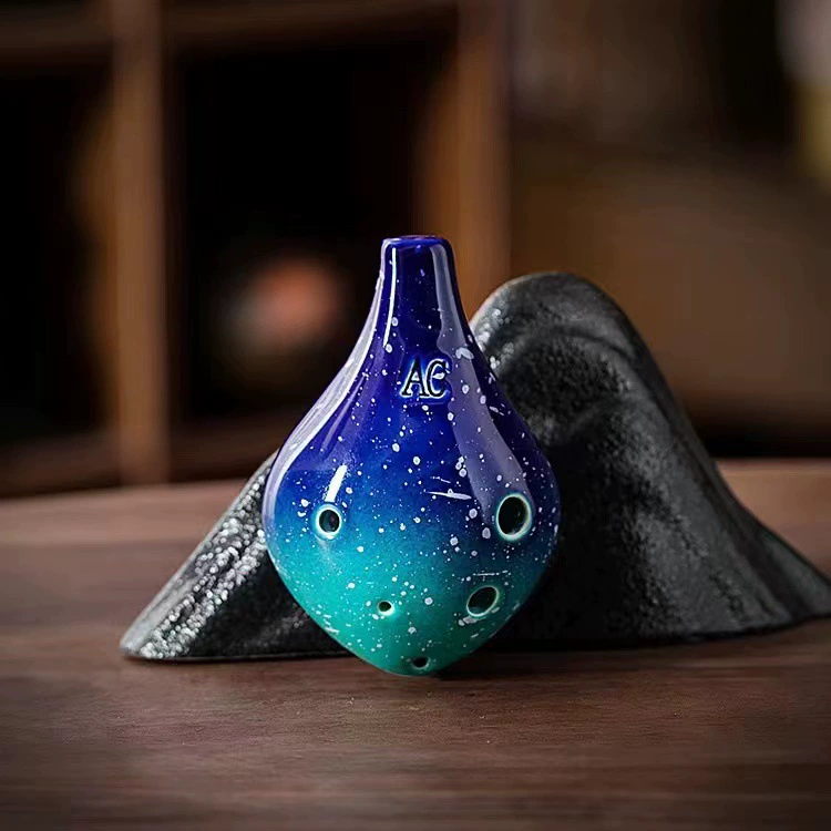 Six-hole oval alto AC-tuning starry sky pottery beginners students perform musical instruments 6-hole C-tuning oval can be engraved