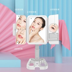 LED化妝鏡 智能梳妝鏡帶燈台式桌面鏡學生補光鏡網紅美妝宿舍鏡子