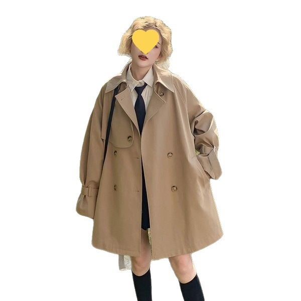 卡其色中长款风衣外套女2025春秋新款小个子宽松显瘦气质外套韩版|undefined