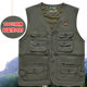 [100% cotton buttons] vest men's middle-aged and elderly spring and autumn multi-pocket vest plus size double-layer lined vest