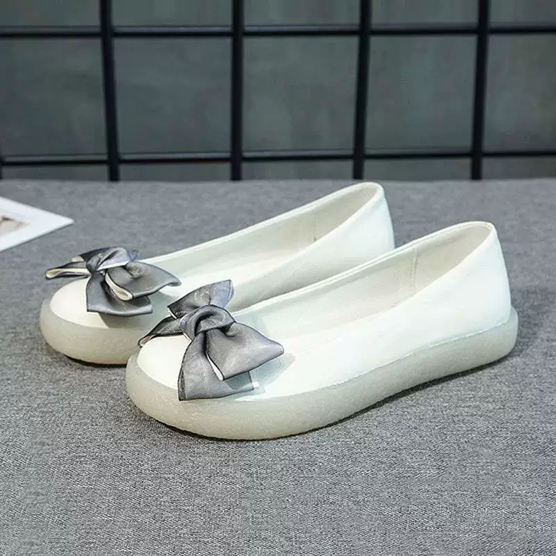 Doudou Shoes 2025 новый этнический стиль мама обувь бантик удобная нескользящая плоская обувь плотная подошва для женщин