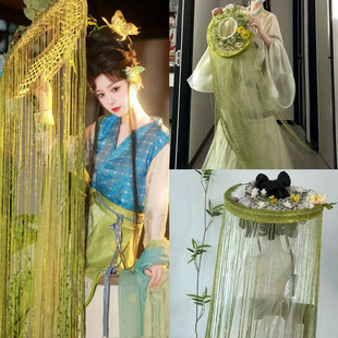 杨柳意帷帽汉服斗笠纱帽古风超长流苏防晒超仙纱幔帽子拍照道具-阿里巴巴