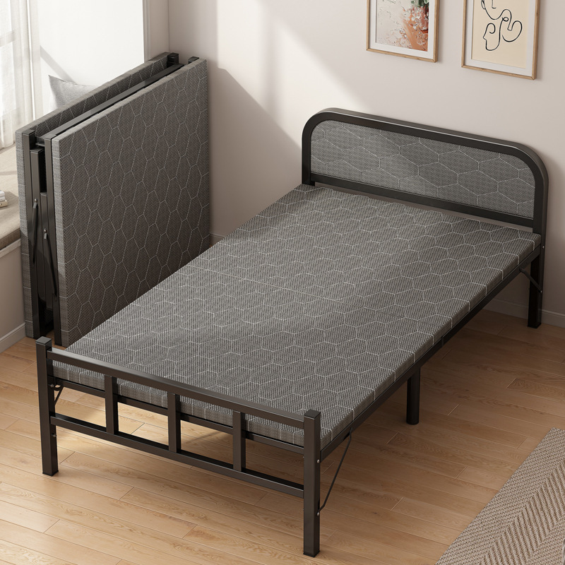 Cama plegable hogar individual cama simple que acompaña 1,2 m reforzado almuerzo pequeña cama casa de alquiler adulto placa dura cama de hierro