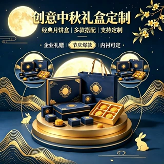 国风创意企业商务伴手礼空盒手提月饼包装盒可印logo小批量定制