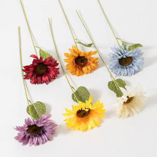 仿真彩色向日葵花批发工程单支太阳花 婚礼家居装饰布景