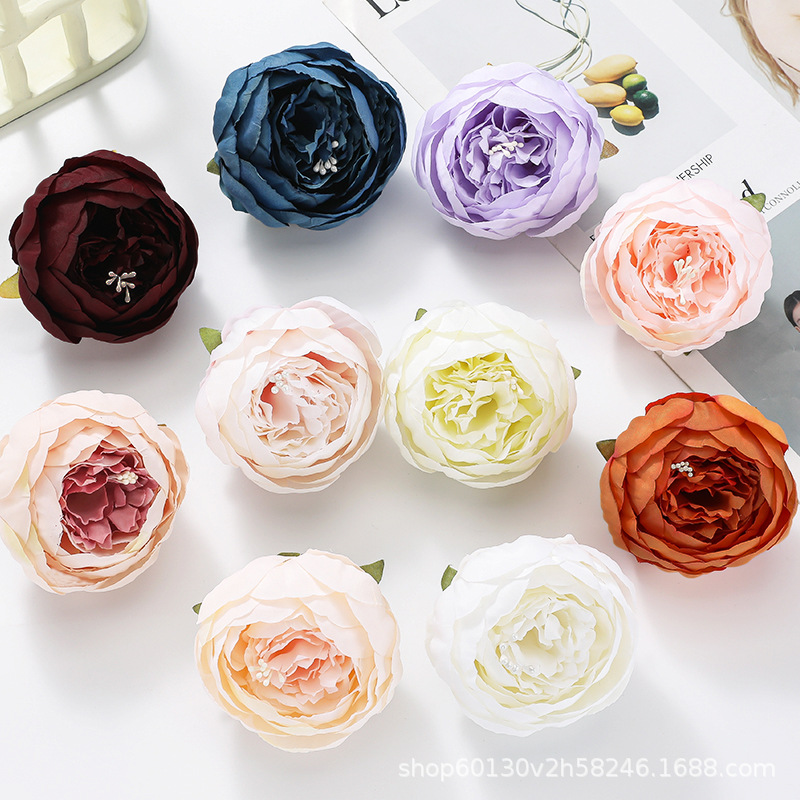 Large Peony Flower Artificial Flower Handmade Flower Head DIY DIY Large Flower Dried Flower Flower Hand-Held Flower Arrangement