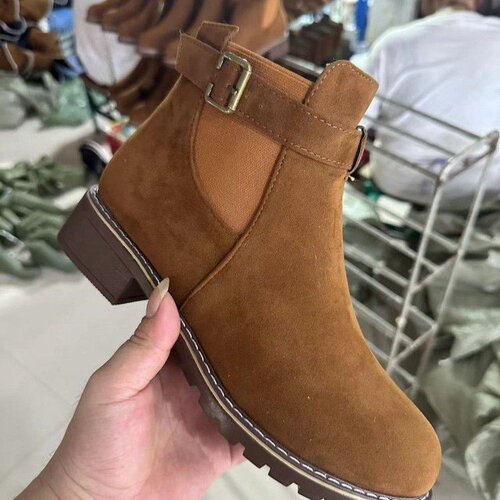 Women's Large Martin Boots Autumn/Winter New Full-coverage Martin Boots TEUM Casual Short Boots for Women