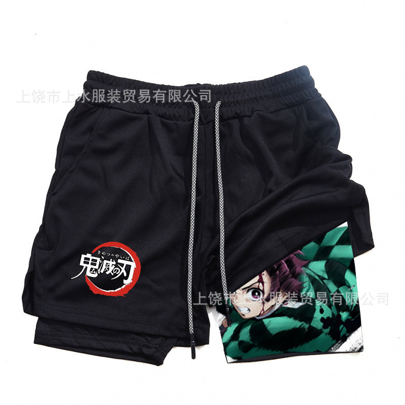 in stock First ~ 2D Printed Double Shorts 2-in -1 Men's Basketball Running Casual Home Sports Shorts