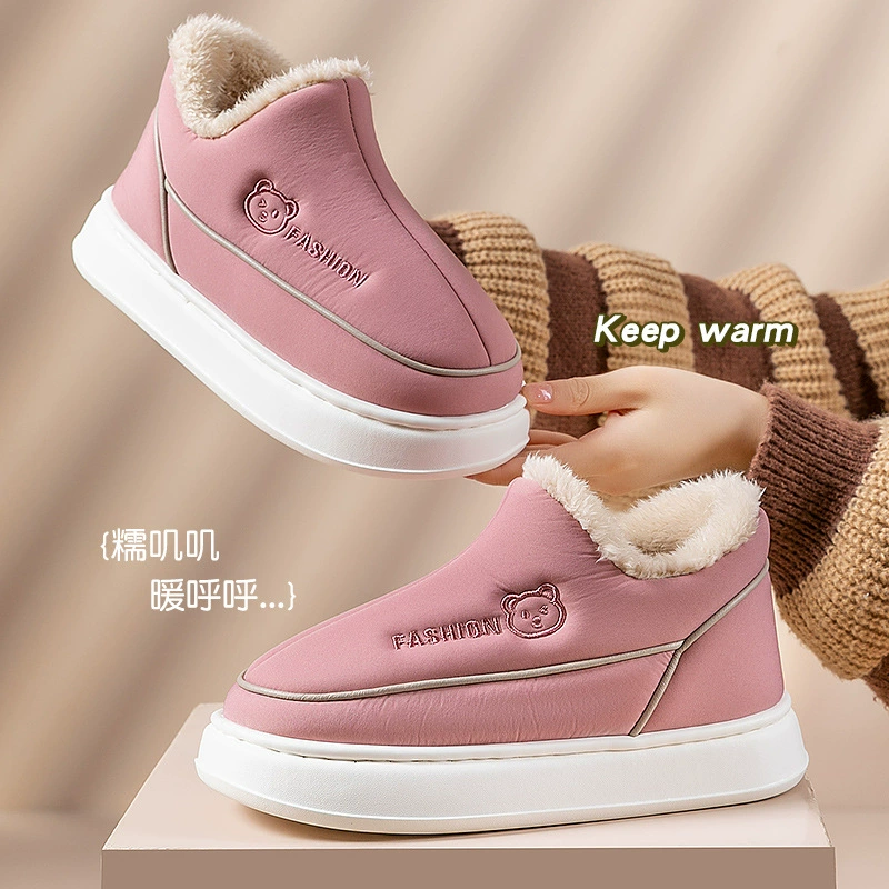 Сумка Stomp Feeling с хлопчатобумажными тапочками, женская домашняя непромокаемая верхняя одежда на толстой подошве, зимние сапоги с низким вырезом, теплая хлопковая обувь для мужчин на флисовой подкладке