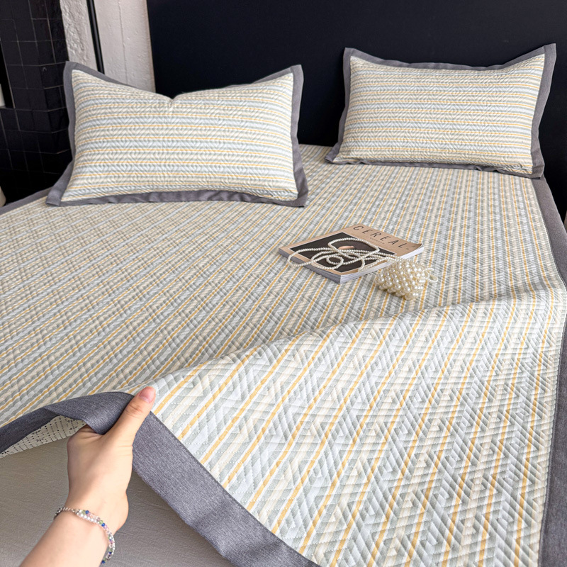 Sábana de tela gruesa vieja de algodón de verano pieza única 100 colchones individuales de algodón, funda de almohada individual, juego de tres piezas, nuevo estilo 2025