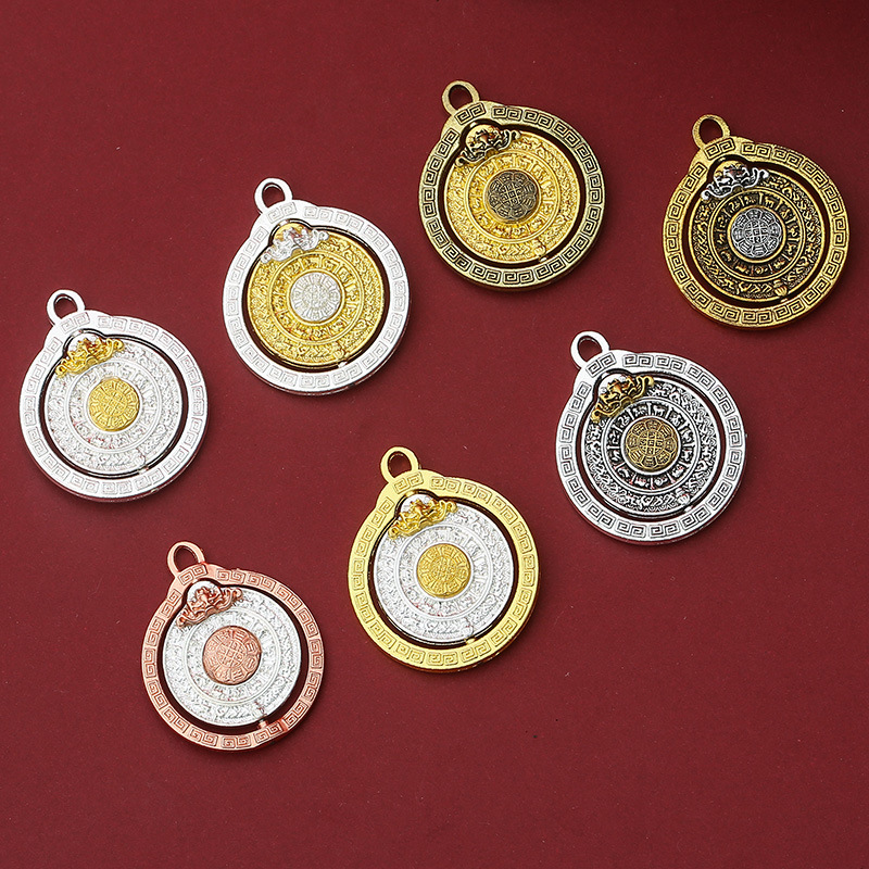 2025 new style Tibetan-style antique rotatable nine-palace bagua zodiac necklace trendy car hanging ornament