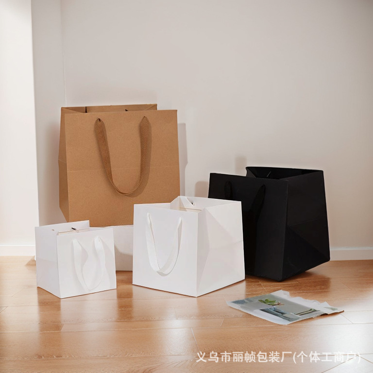 Valentine's Day Square Gift Bag Holiday Flower Cake Packaging Bag with Thick and Wide Bottom White Card Kraft Paper Bag Customization Valentine's Day Square Gift Bag Holiday Flower Cake Packaging Bag with Thick and Wide Bottom White Card Kraft Paper Bag Customization