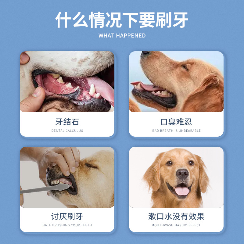 Cat Toothbrush Dog Toothbrush Finger Toothbrush Wet Wipes Tartar Remover Pet Dental Cleaning Breath Freshener Teeth Cleaning Oral Care 