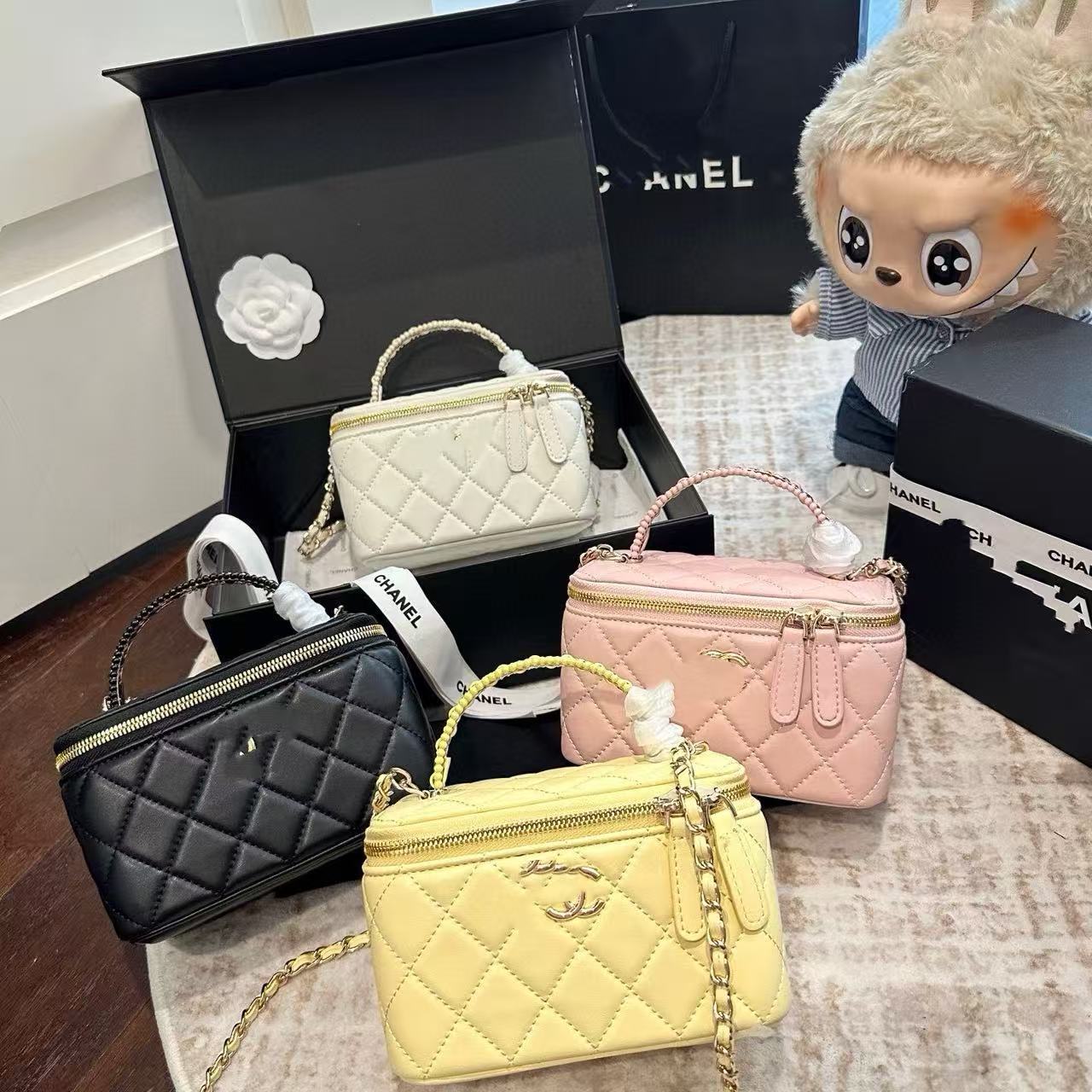 광저우 샤오샹풍 핸들 롱 박스 화장품 가방 핸드백 다이아몬드 체인 숄더백 크로스백 미니멀리스트 고급스러움