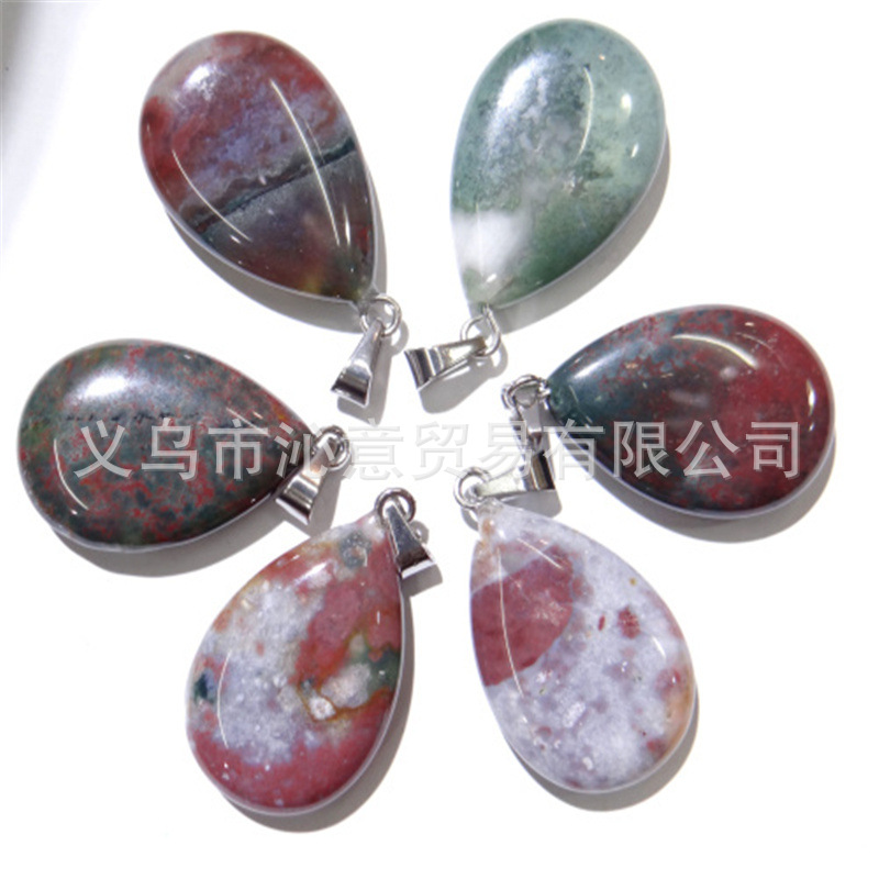 Transfronteriza AliExpress Venta caliente natural cristal ágata gema cristal plano colgante collar pendientes accesorios de la joyería