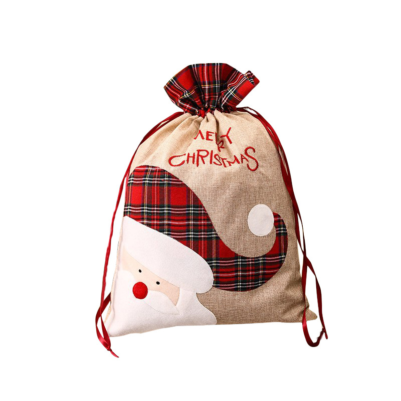Bolsas de dulces de Navidad transfronterizas grandes lindas bolsas de regalos de Navidad bolsas de lona bolsas de mano de Navidad cuadrada