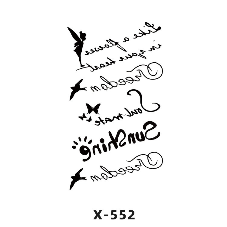 Arco de flor pequeña pegatinas de tatuaje fresco 3D dibujos animados transfronterizo Henna rosa impermeable texto en inglés pegatinas de tatuaje