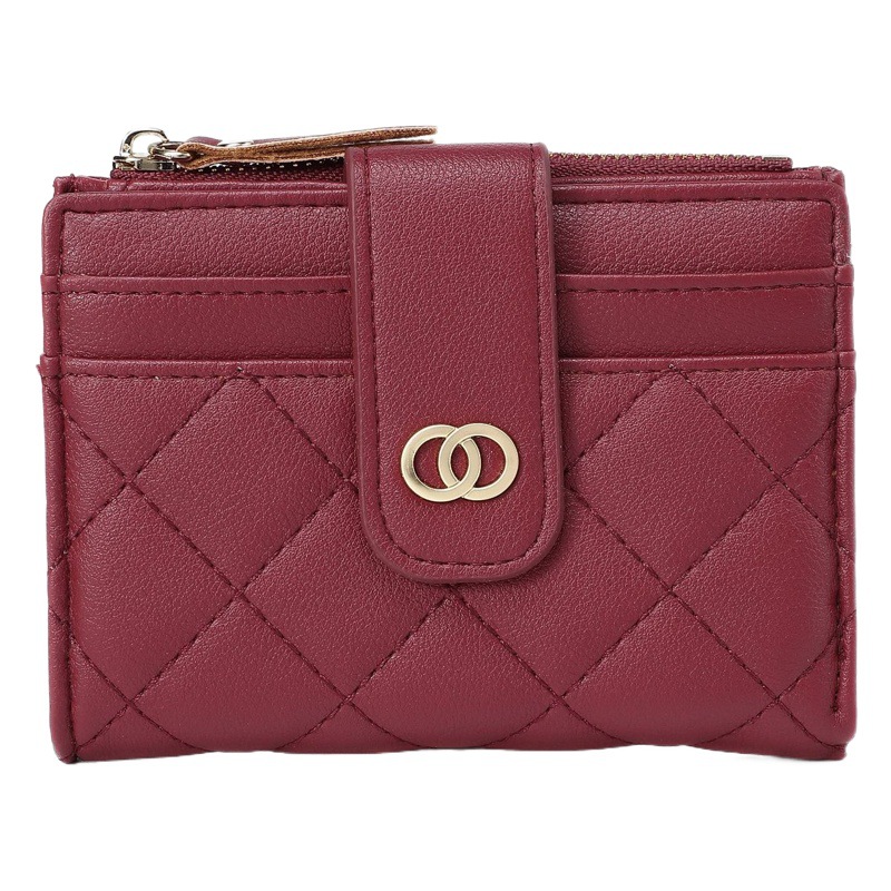 Haitao nueva cartera de las mujeres de color sólido simple hilo bordado multi-tarjeta pu monedero cartera transfronteriza al por mayor