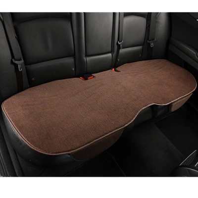 Pure wool car seat cushion, short plush for winter, single piece for the rear seat, warm sheepskin long strip for three-person rear seat cushion (Wool pad) - pure-wool-rear-seat-cushion-coffee-color