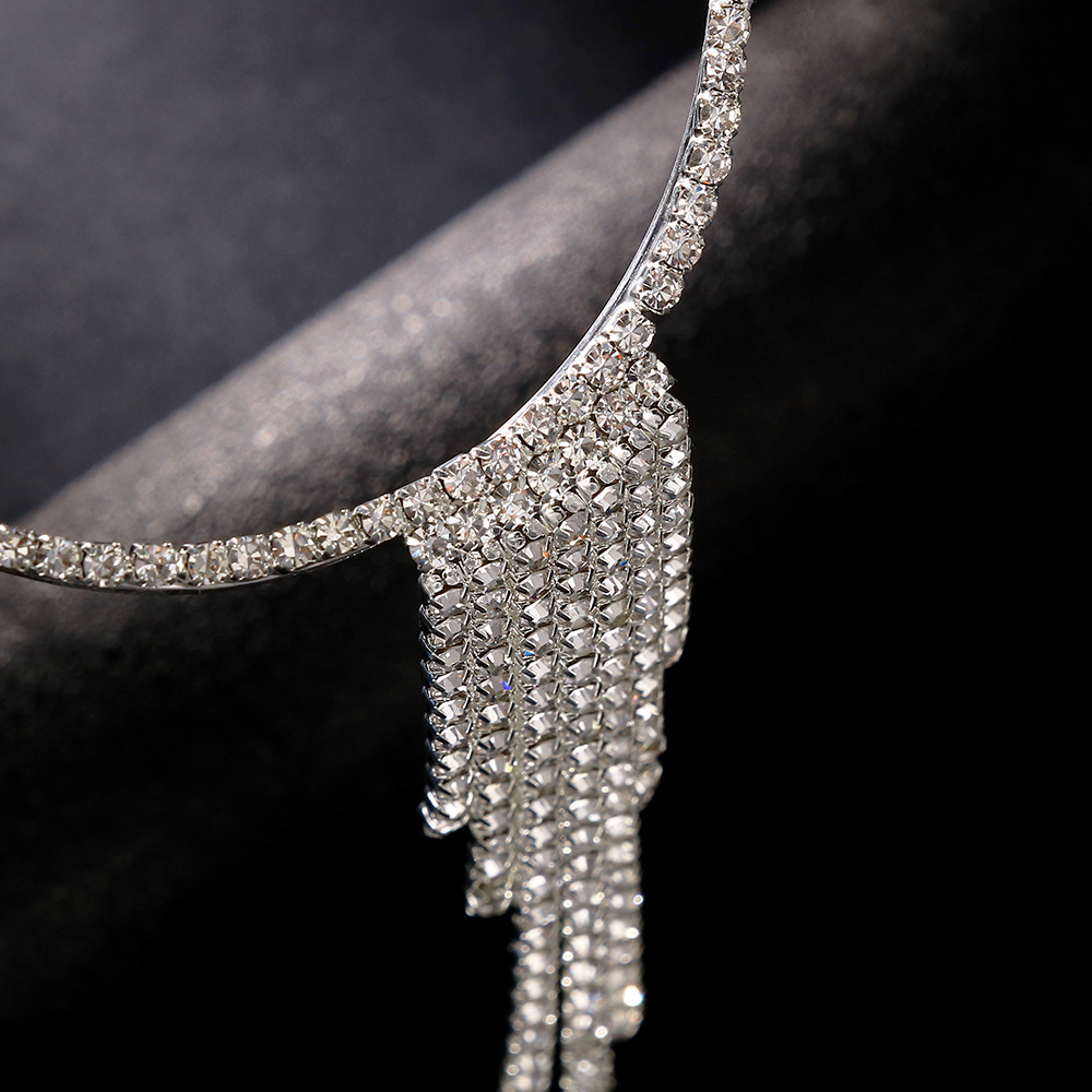 Nueva tendencia rhinestone gafas marco moda europea y americana exagerada borla cara accesorios gafas marco