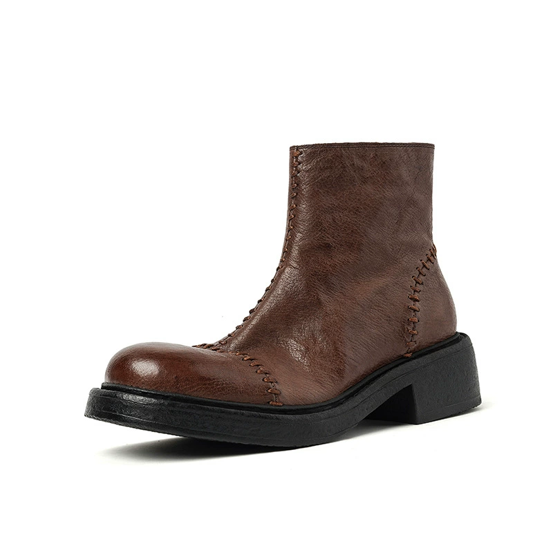 Martens, demi-season low boots platform with zipper, shoes, 2024 years, genuine leather