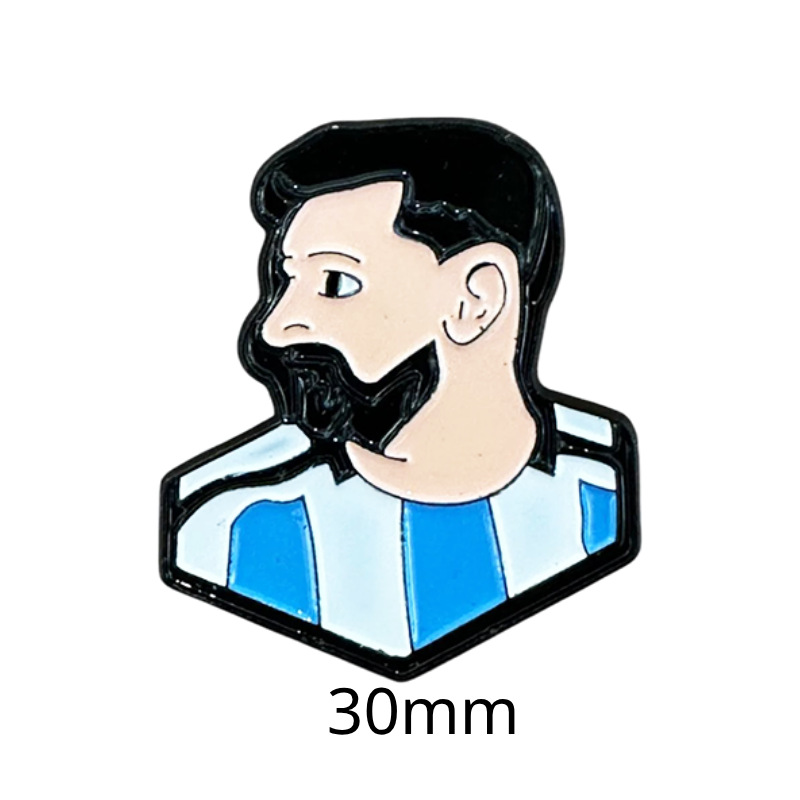 Fabricante personalizado Champions League World Cup Football Super Star Metal Insignia Imagen de dibujos animados Etiqueta del teléfono móvil Insignia Regalo