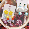 Fresh matte cute cartoon resin with beads, earrings, silver 925 sample