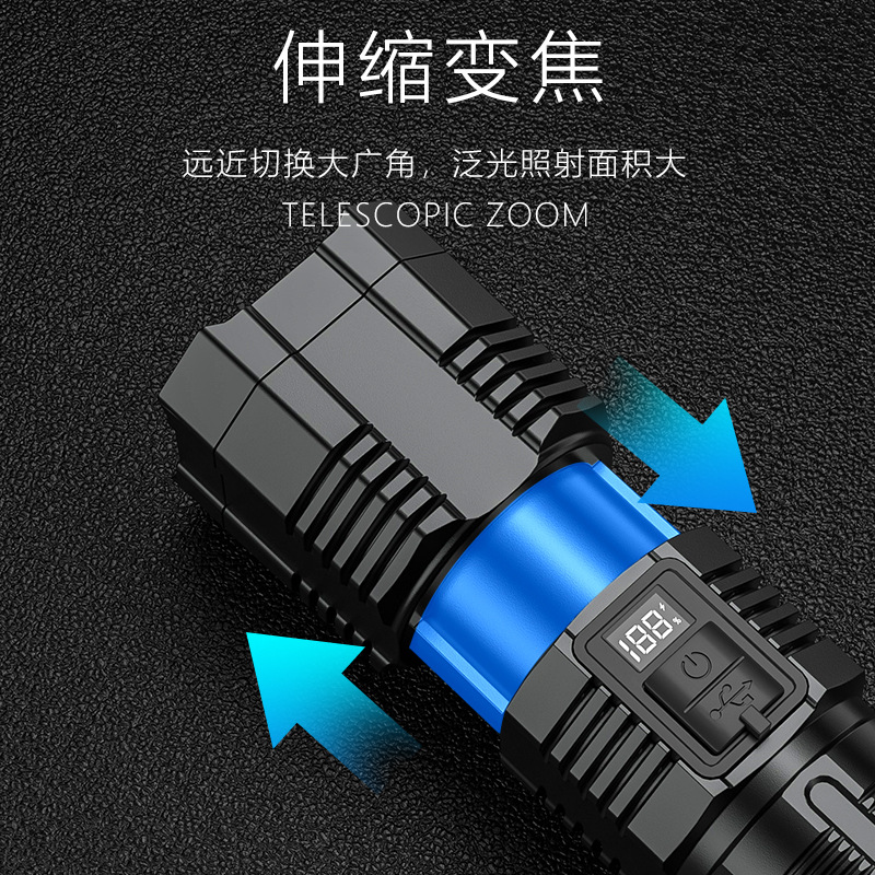 Nuevas linternas transfronterizas carga lámpara de trabajo visualización digital lámpara de reparación de automóviles luz intensa mini lámpara de reparación de automóviles al aire libre