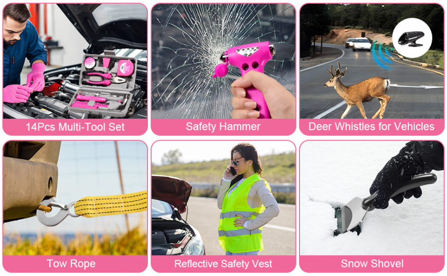 Car self-driving tour outdoor equipment and supplies, car first aid kit, rescue kit, emergency tool box set, portable emergency kit