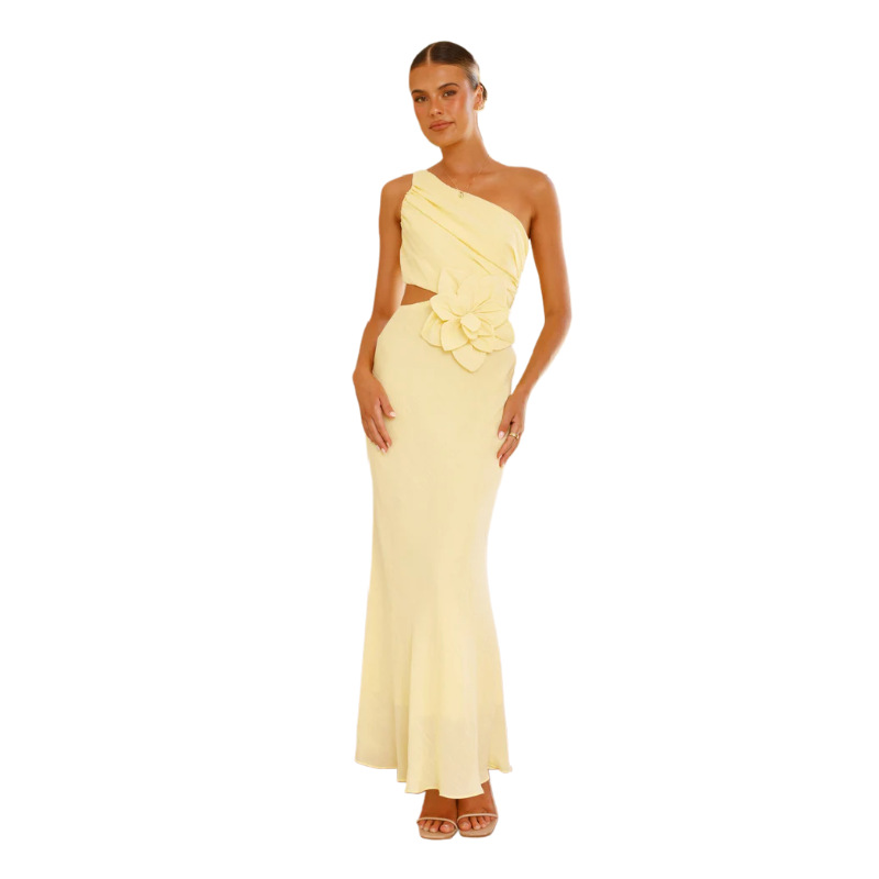 346g Weight Maxi Long Dress Dress Length Type Sleeveless Sleeve Length Strap Dress Dresses Type Sleeveless Sleeve Type Polyester Fabric Type High Waist Waist Line Holiday, Selfie Occasion Oblique collar Neckline Regular Fit Fit Type Solid Color Pattern Summer Season Women's Gender Casual, Elegant, Streetwear Style Wholesale Women's Casual Elegant Streetwear Solid Color Holiday Selfie Oblique Collar Sleeveless Strap Dress 3