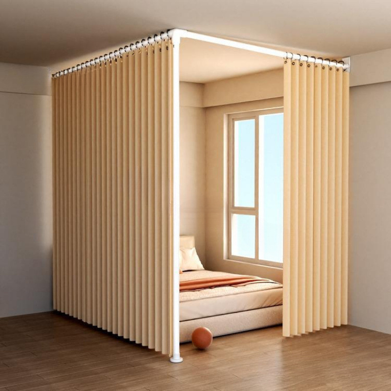 Door Curtain Partition Curtain Courtyard Rental Curtain Bedroom Room U-Shaped L Dormitory Entrance Punch-Free Bed Curtain