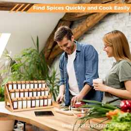 跨境木质厨房调料架多层香料调味罐收纳架阶梯式化妆品香水整理架