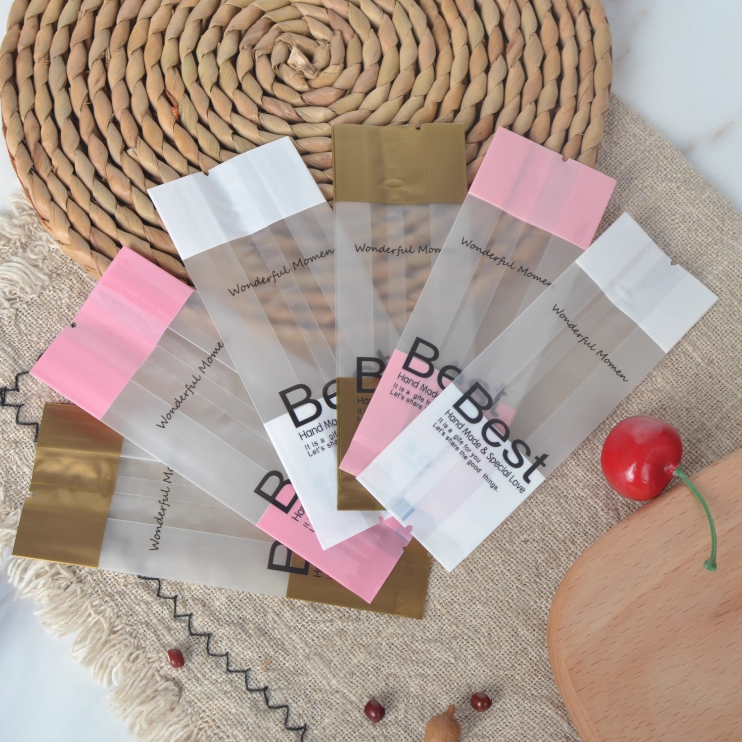 BEST款凤梨酥包装袋子底托长方形机封袋绿豆糕烘培专用袋100个装