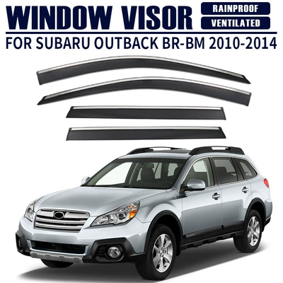 Subaru Outback Rain Panel Rear View Rain Eyebrow Subaru Outback Window Advisor (Rain shield) - standard-packing-without-logo-outback-outback-mk4-br-bm-2010-2014-pc-with-bright-strip-rain-shield