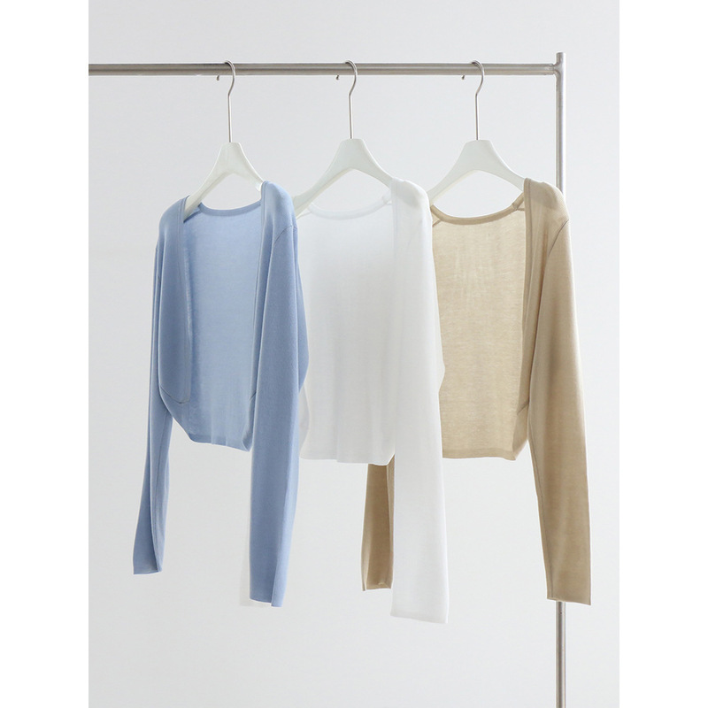 Lyocell Unilateral Craft 14-stitch Cardigan Knitted Shawl Thin Spring and Summer Sunscreen Waistcoat Women's New