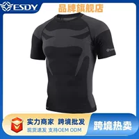 Мужская спортивная футболка ESDY, тактическая, короткая, для велоспорта, фитнеса, с круглым вырезом, тренировочная одежда, летняя, базовый слой для активного отдыха